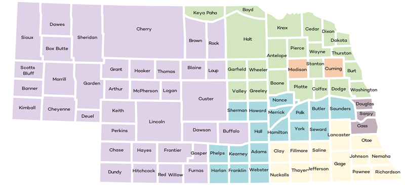 Molina Healthcare of Nebraska Provider Relations Representative County Territory Map